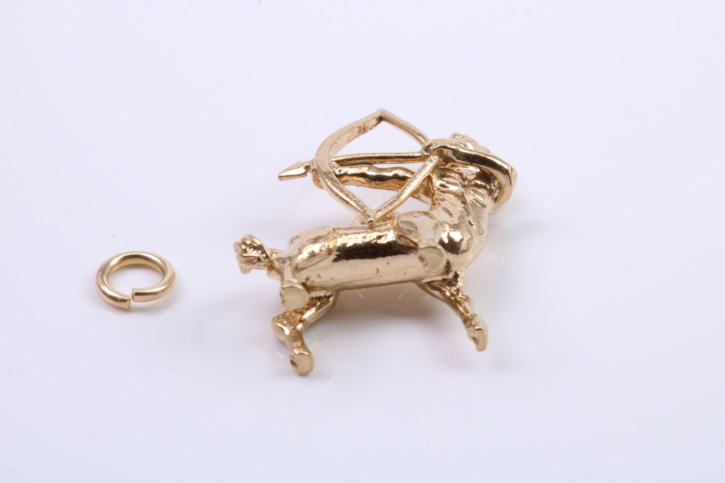 Sagittarius Zodiac Sign Charm, Traditional Charm, Made from Solid 9ct Yellow Gold, British Hallmarked, Complete with Attachment Link