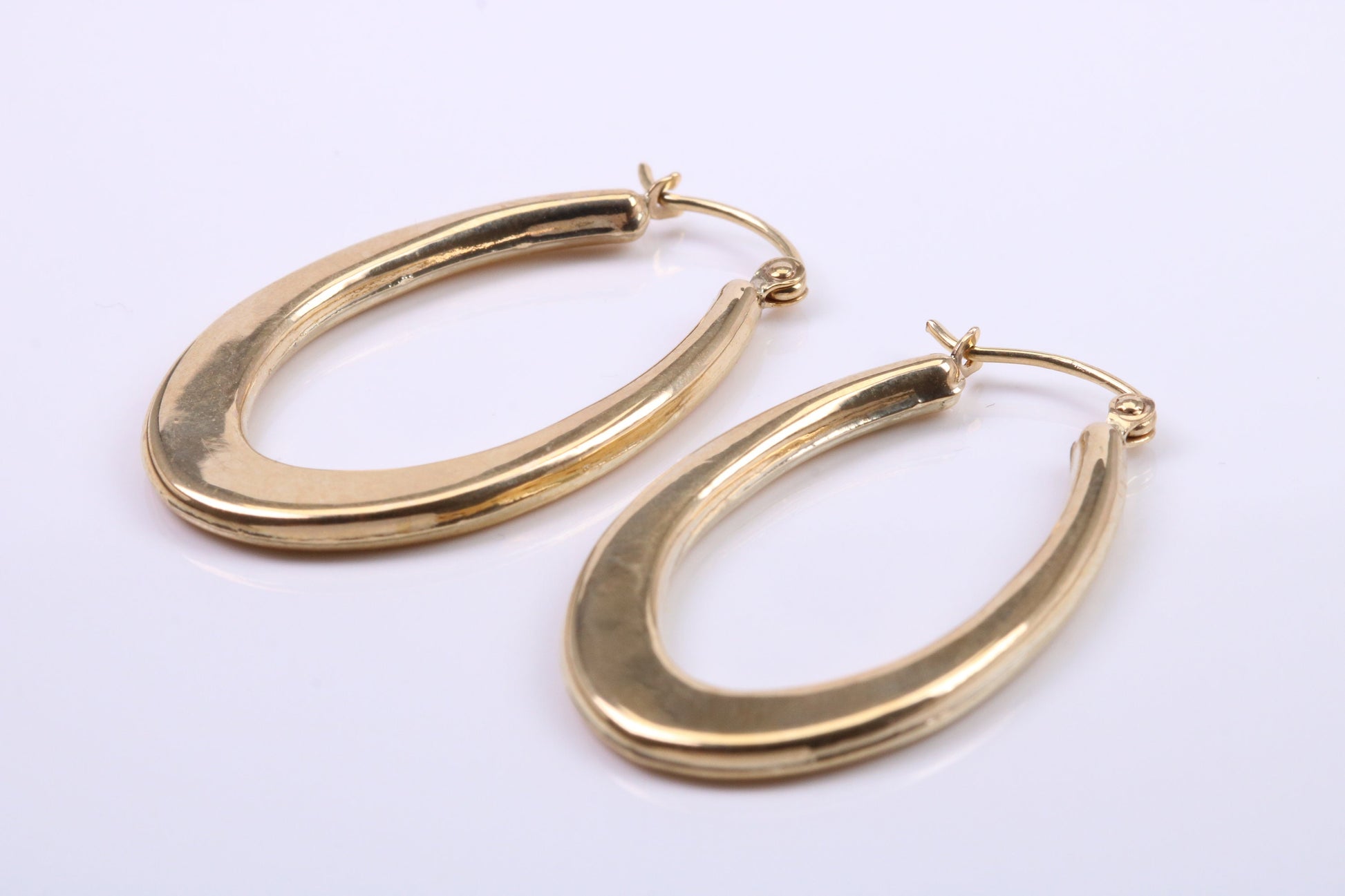 33 mm Long Hoop Creole Earrings Made from 9ct Yellow Gold