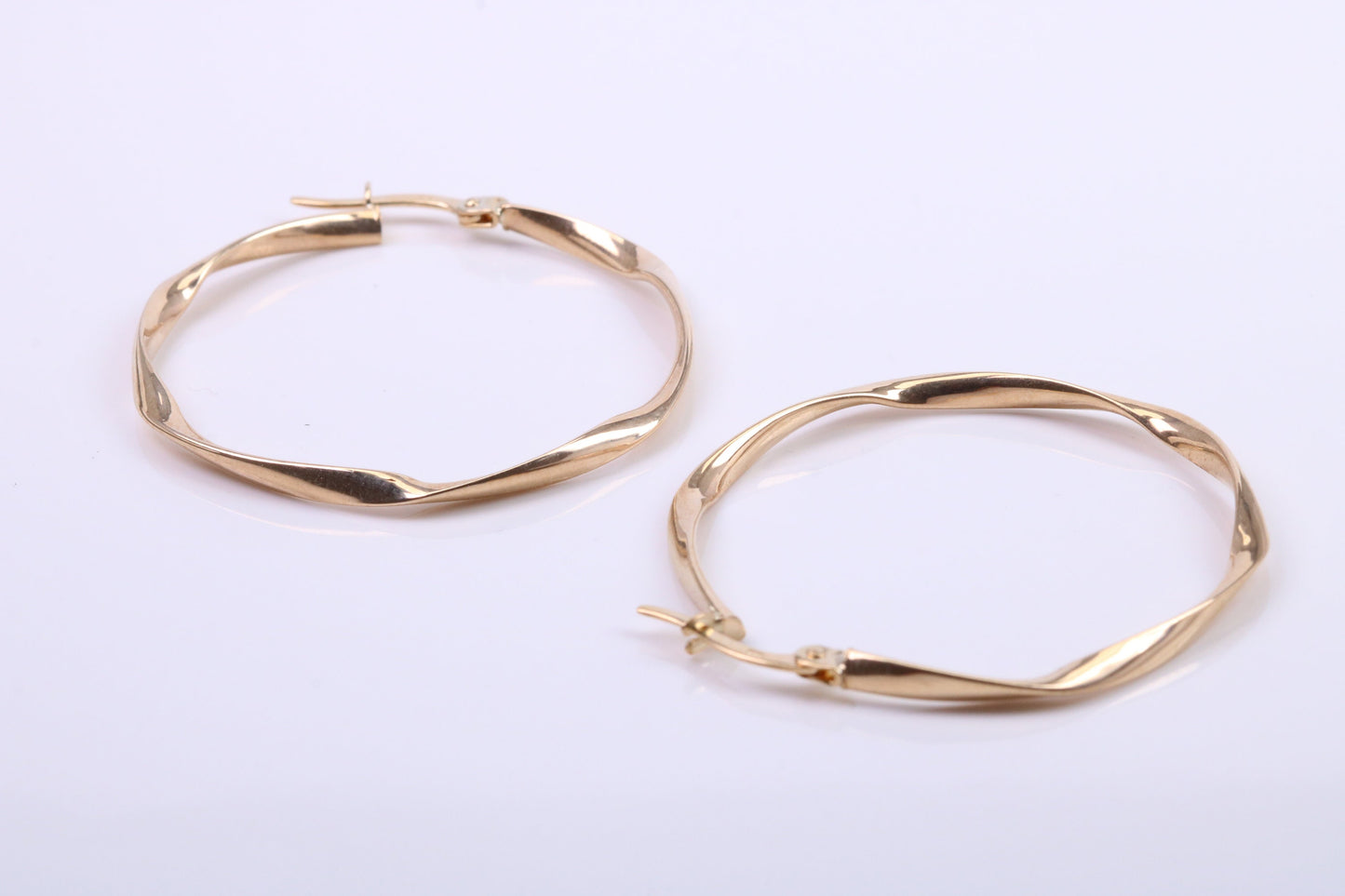 Large 35 mm Round Hoop Creole Earrings Made from 9ct Yellow Gold