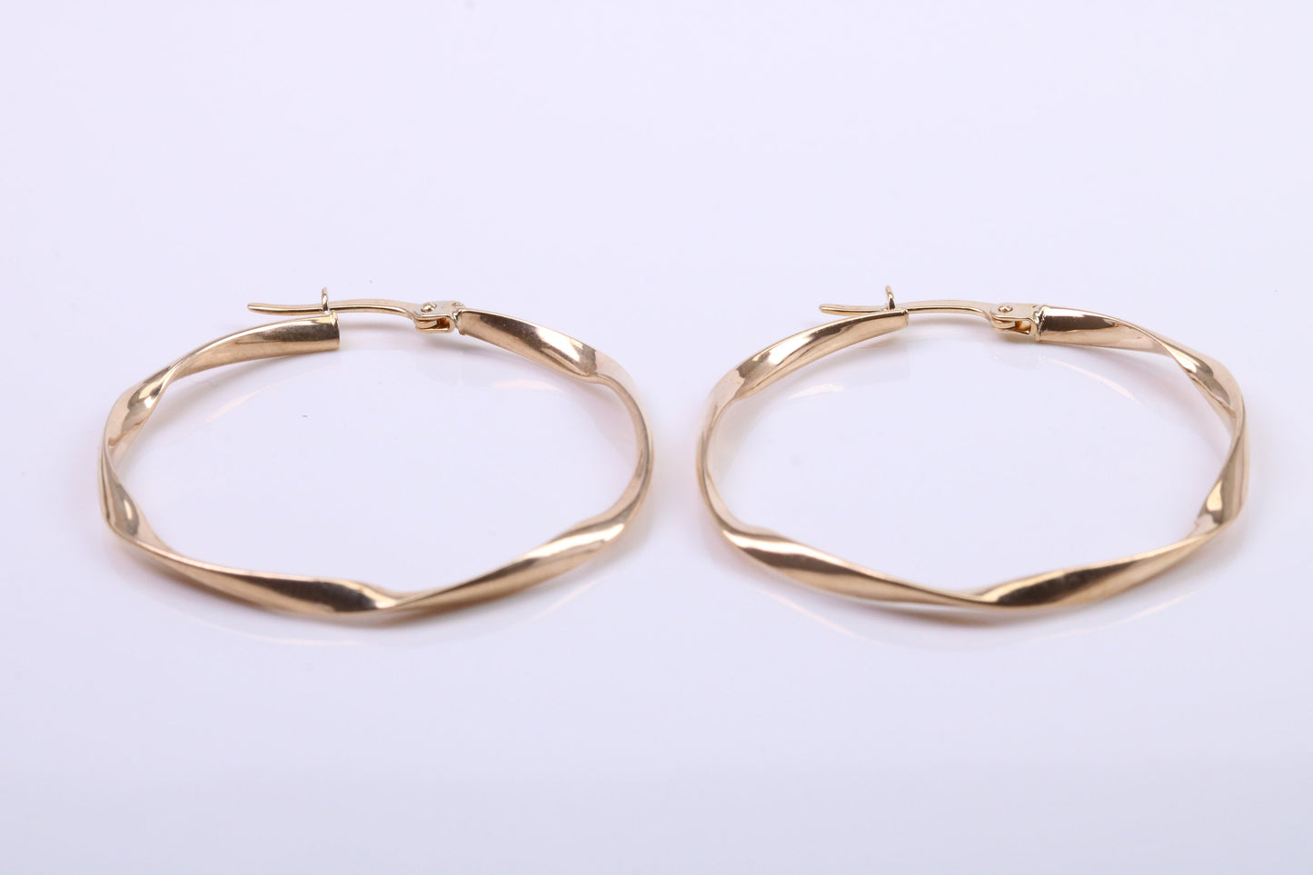 Large 35 mm Round Hoop Creole Earrings Made from 9ct Yellow Gold