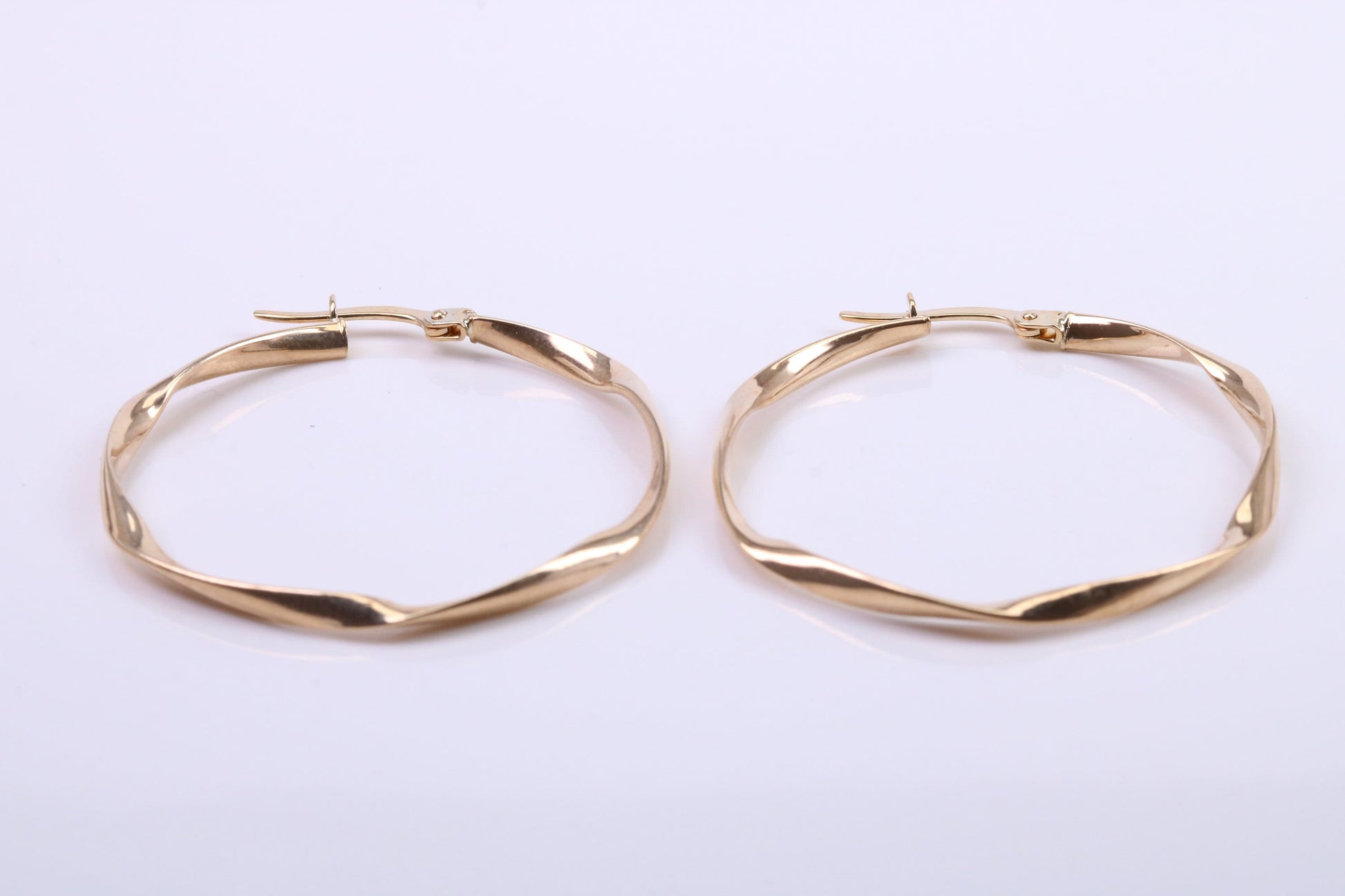 Large 35 mm Round Hoop Creole Earrings Made from 9ct Yellow Gold