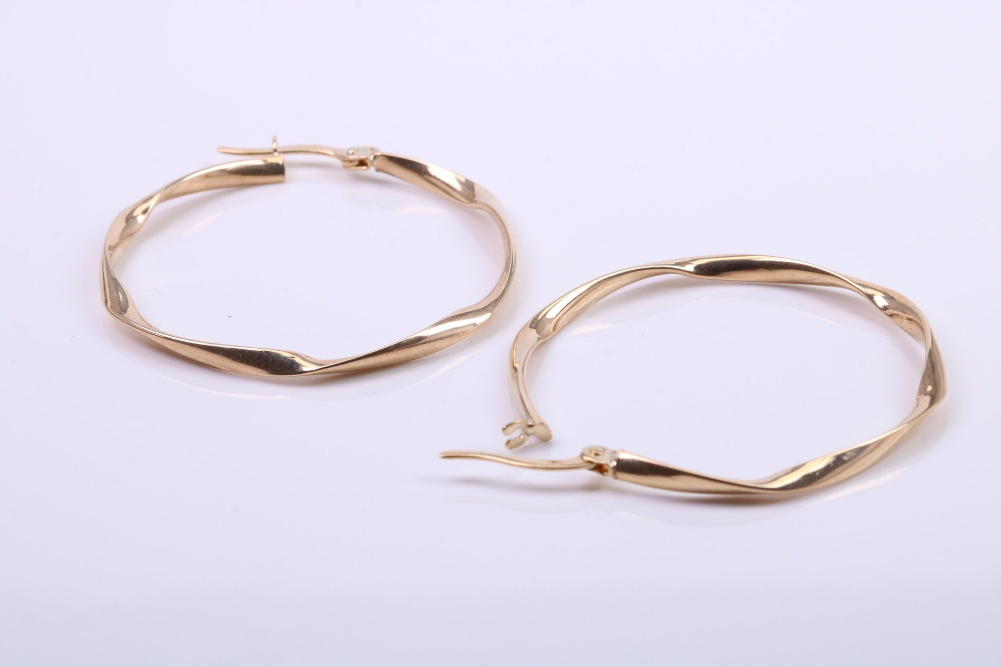 Large 35 mm Round Hoop Creole Earrings Made from 9ct Yellow Gold