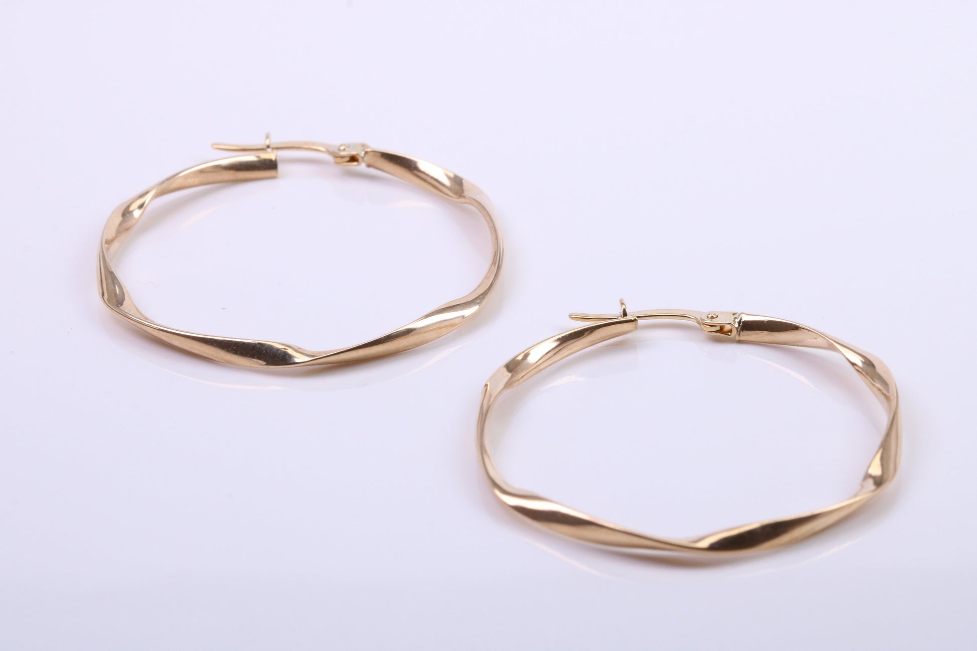 Large 35 mm Round Hoop Creole Earrings Made from 9ct Yellow Gold