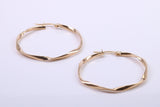 Large 35 mm Round Hoop Creole Earrings Made from 9ct Yellow Gold