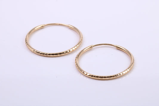 23 mm Round Diamond cut Hoop Sleeper Earrings Made from 9ct Yellow Gold