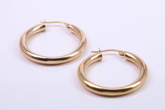 25 mm Round Hoop Creole Earrings Made from 9ct Yellow Gold