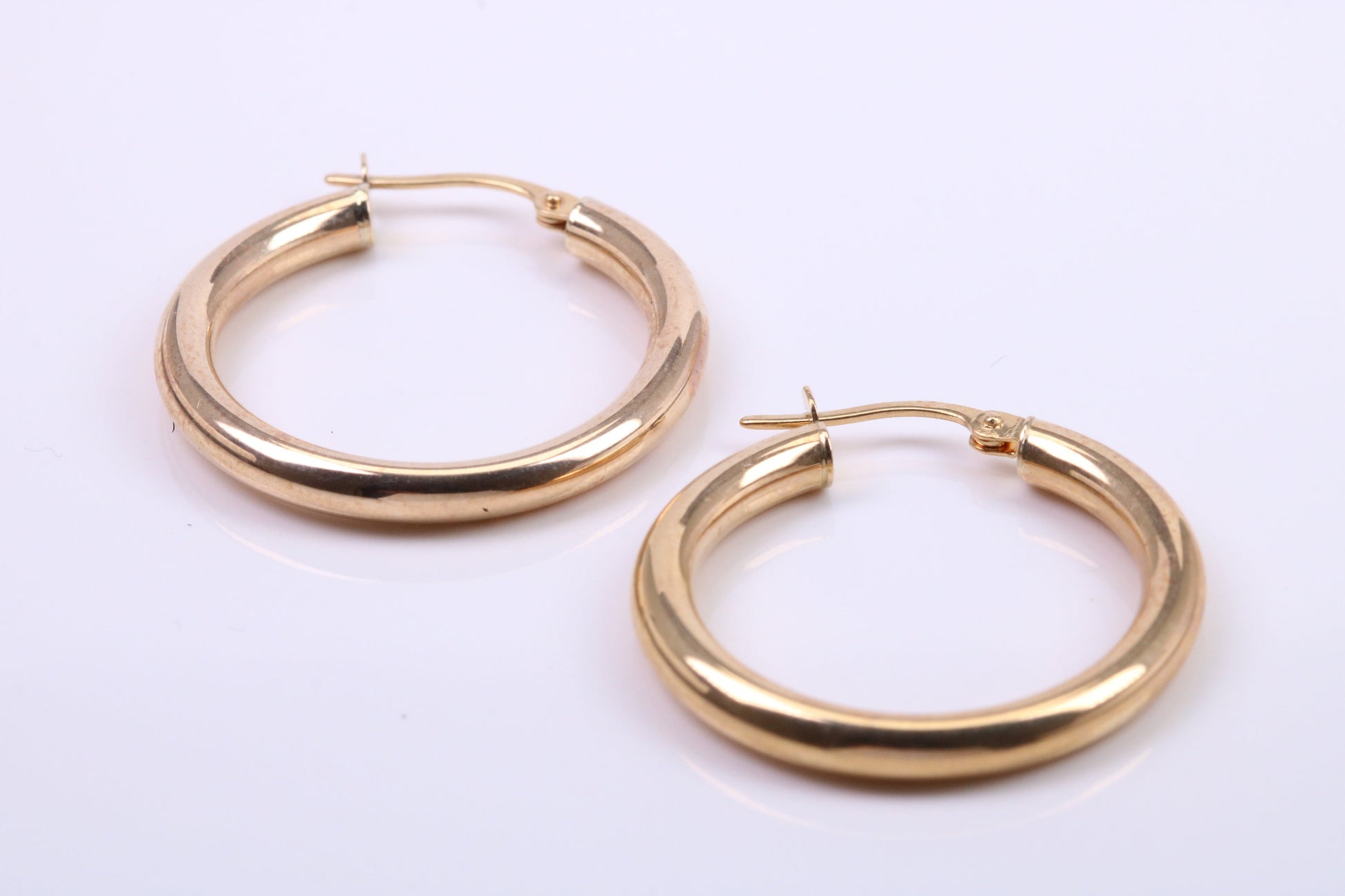 25 mm Round Hoop Creole Earrings Made from 9ct Yellow Gold