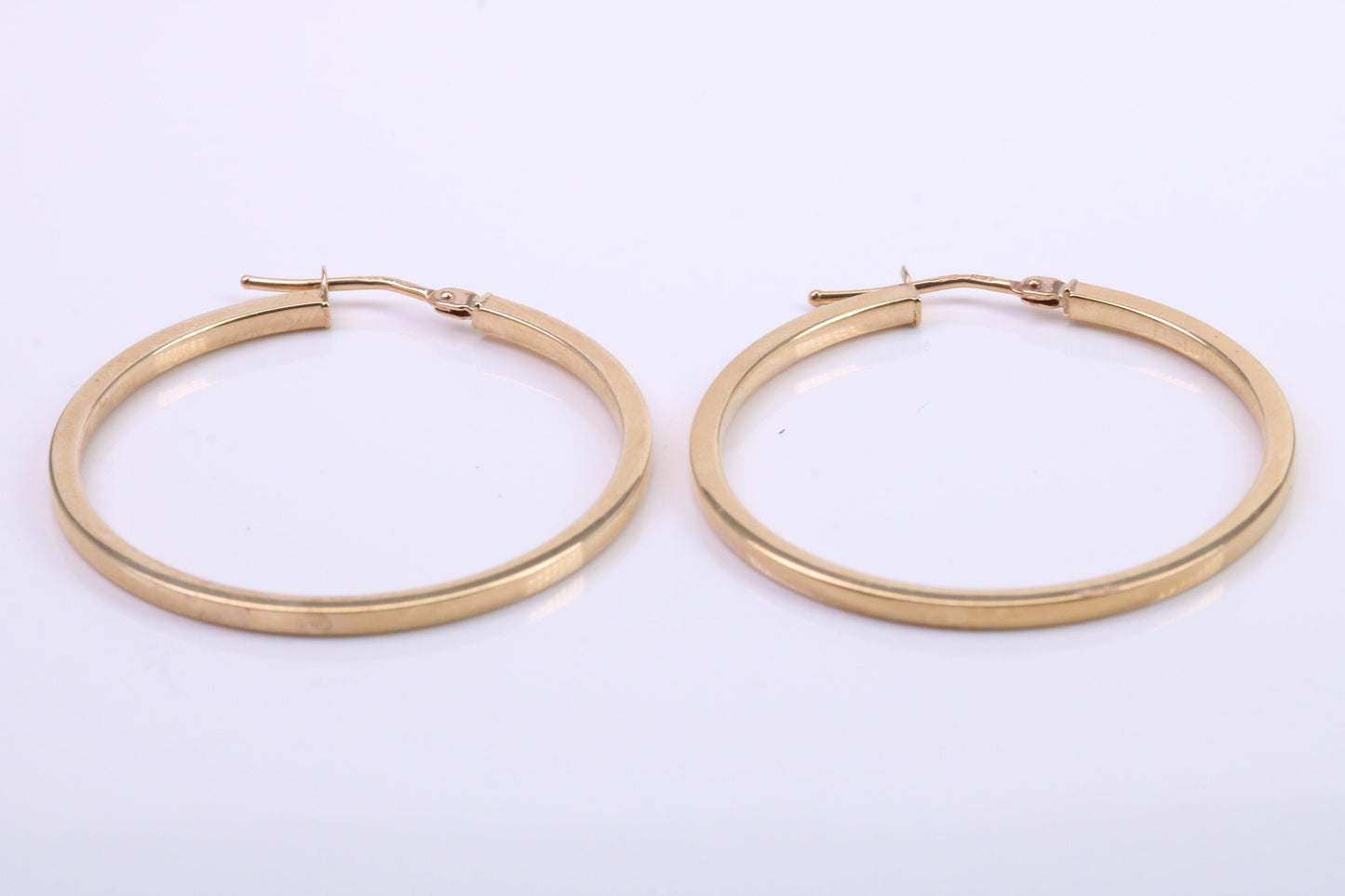 34 mm Round Hoop Creole Earrings Made from 9ct Yellow Gold