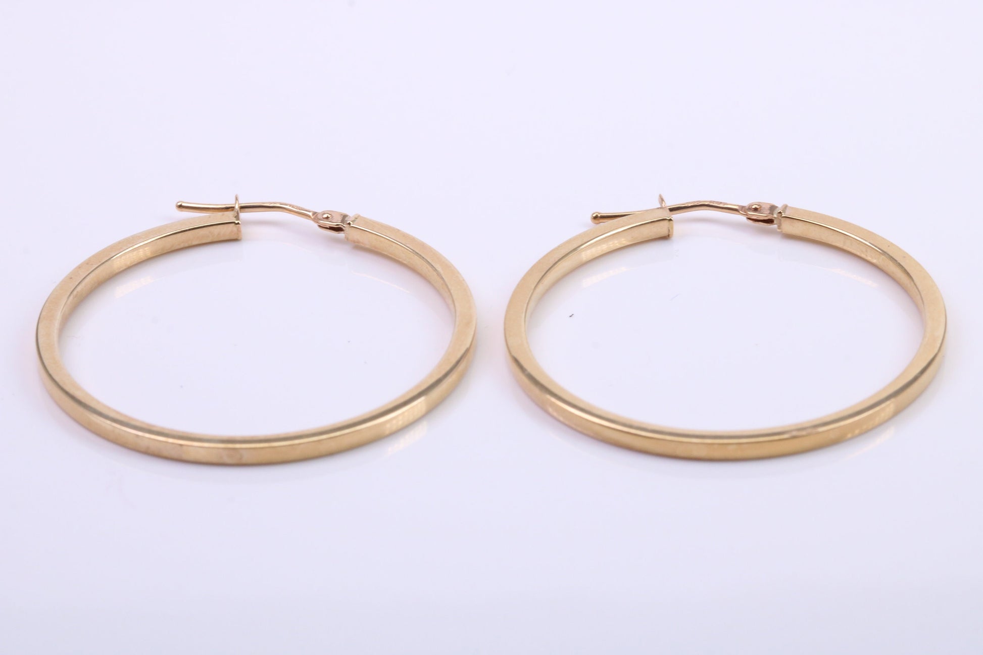 34 mm Round Hoop Creole Earrings Made from 9ct Yellow Gold