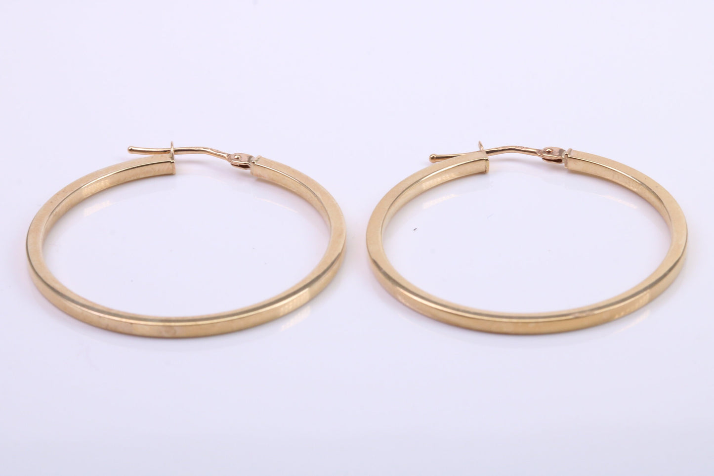 34 mm Round Hoop Creole Earrings Made from 9ct Yellow Gold