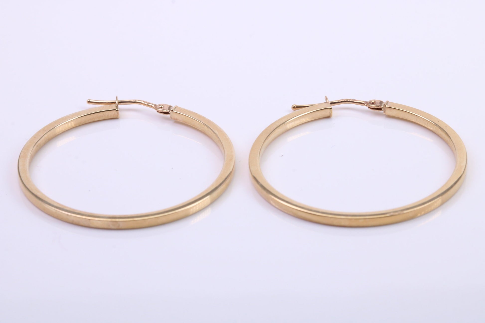 34 mm Round Hoop Creole Earrings Made from 9ct Yellow Gold