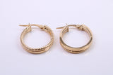 25 mm Long Hoop Creole Earrings Made from Solid 9ct Yellow Gold, British Hallmarked