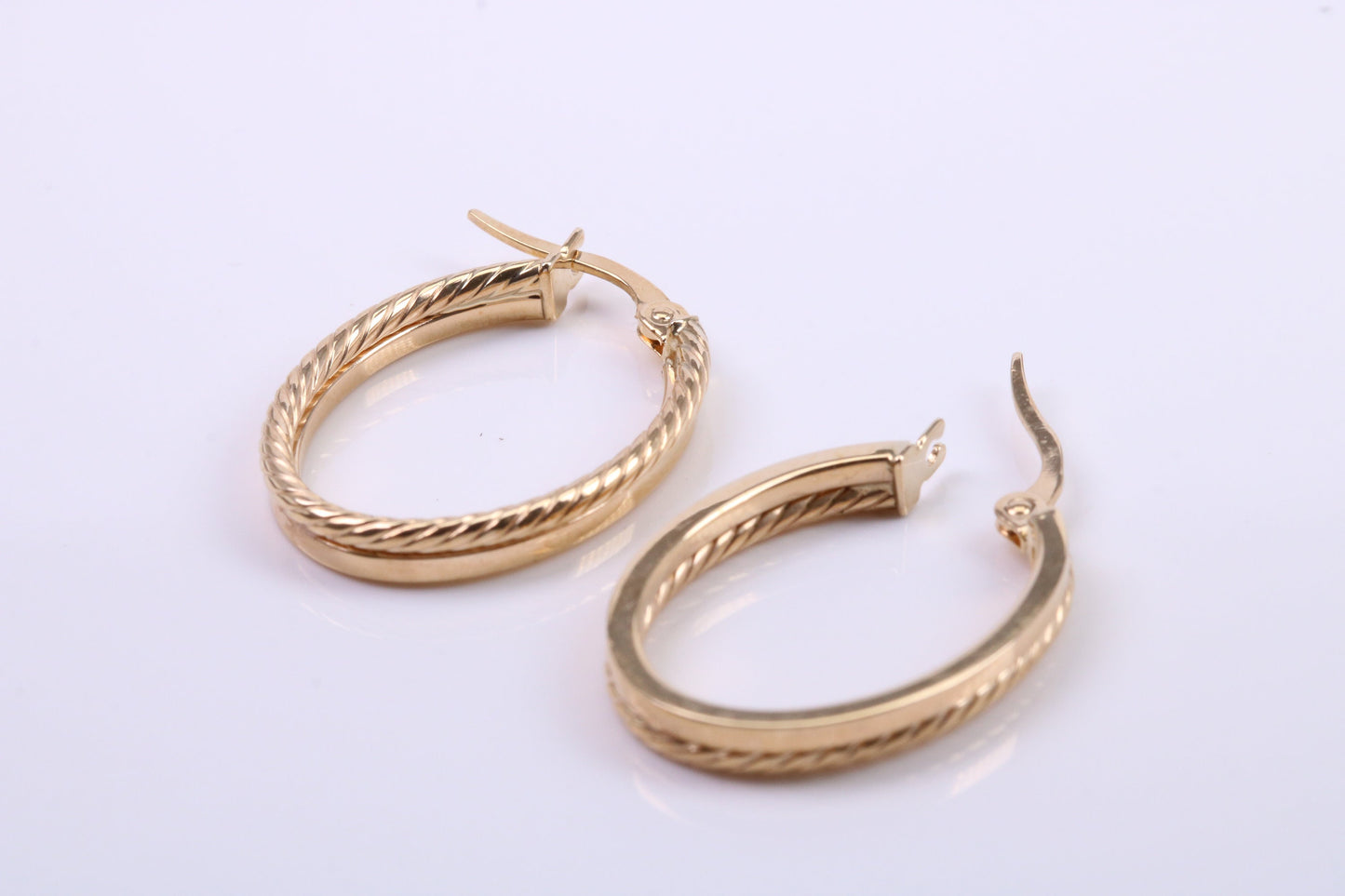 25 mm Long Hoop Creole Earrings Made from Solid 9ct Yellow Gold, British Hallmarked