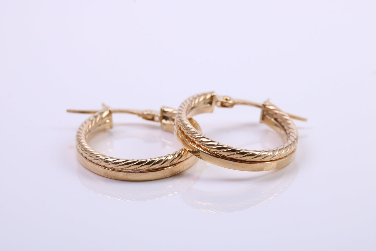 25 mm Long Hoop Creole Earrings Made from Solid 9ct Yellow Gold, British Hallmarked