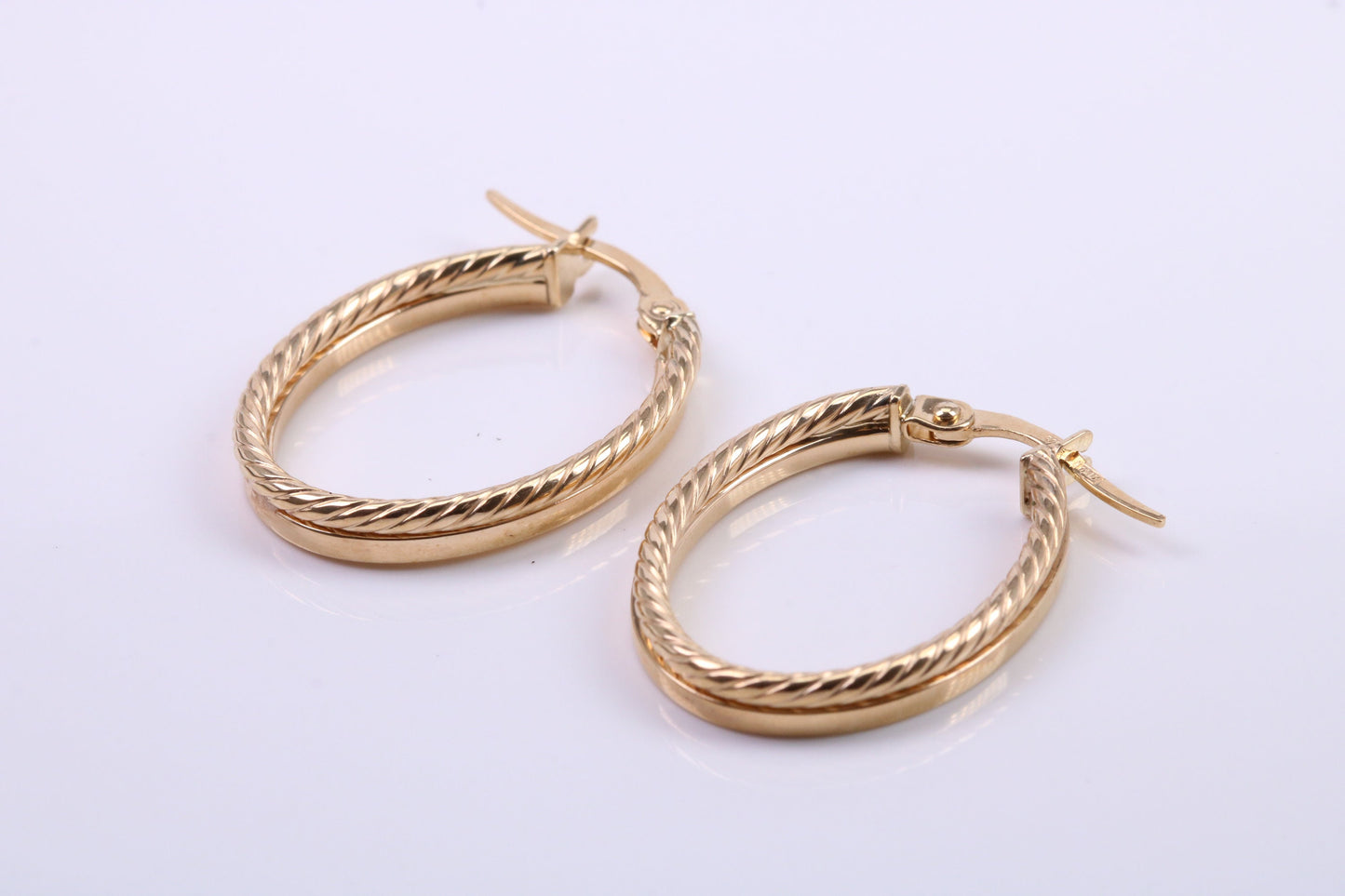 25 mm Long Hoop Creole Earrings Made from Solid 9ct Yellow Gold, British Hallmarked