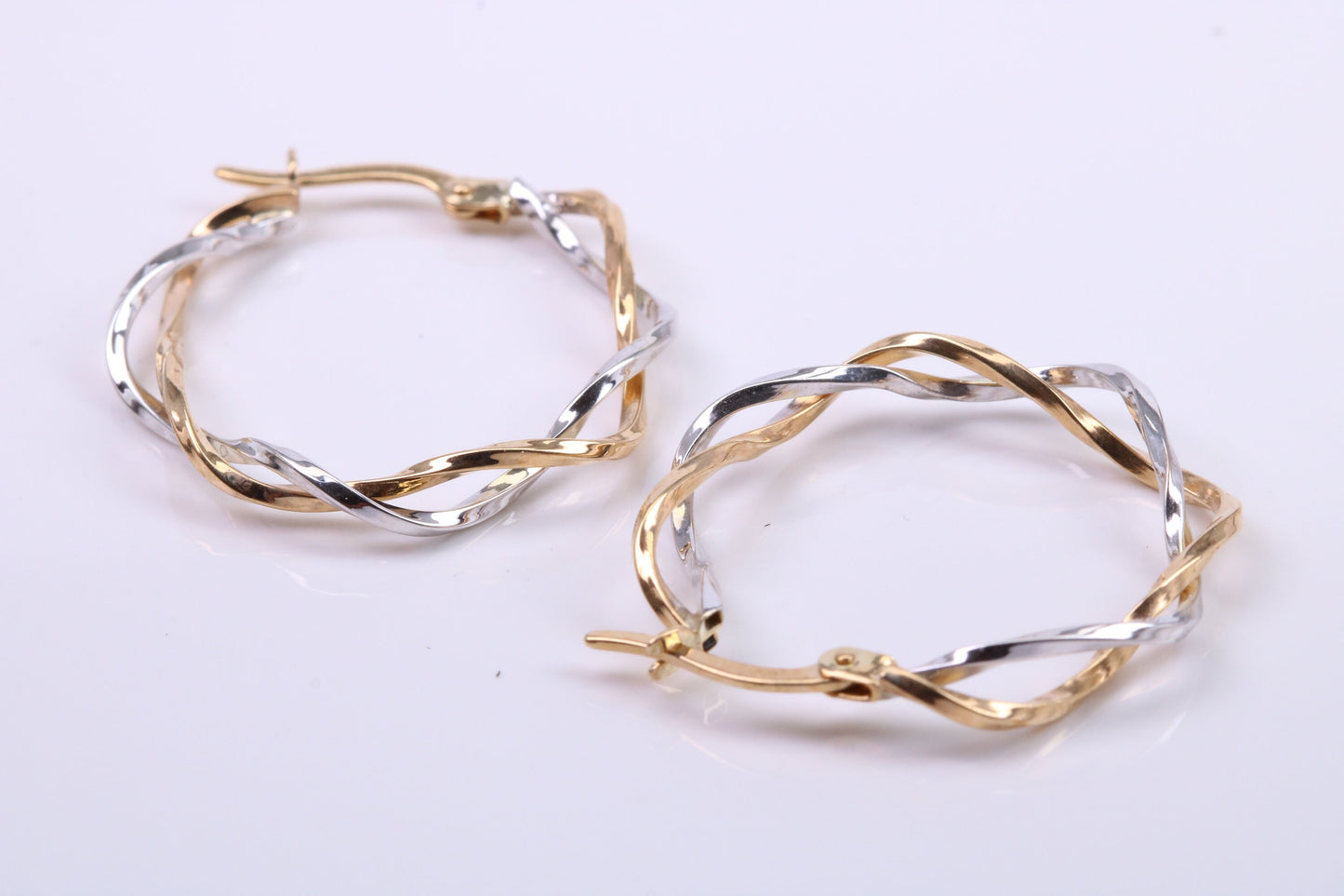 25 mm Round Two Colour Hoop Creole Earrings Made from 9ct Yellow Gold