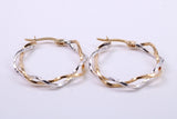 25 mm Round Two Colour Hoop Creole Earrings Made from 9ct Yellow Gold