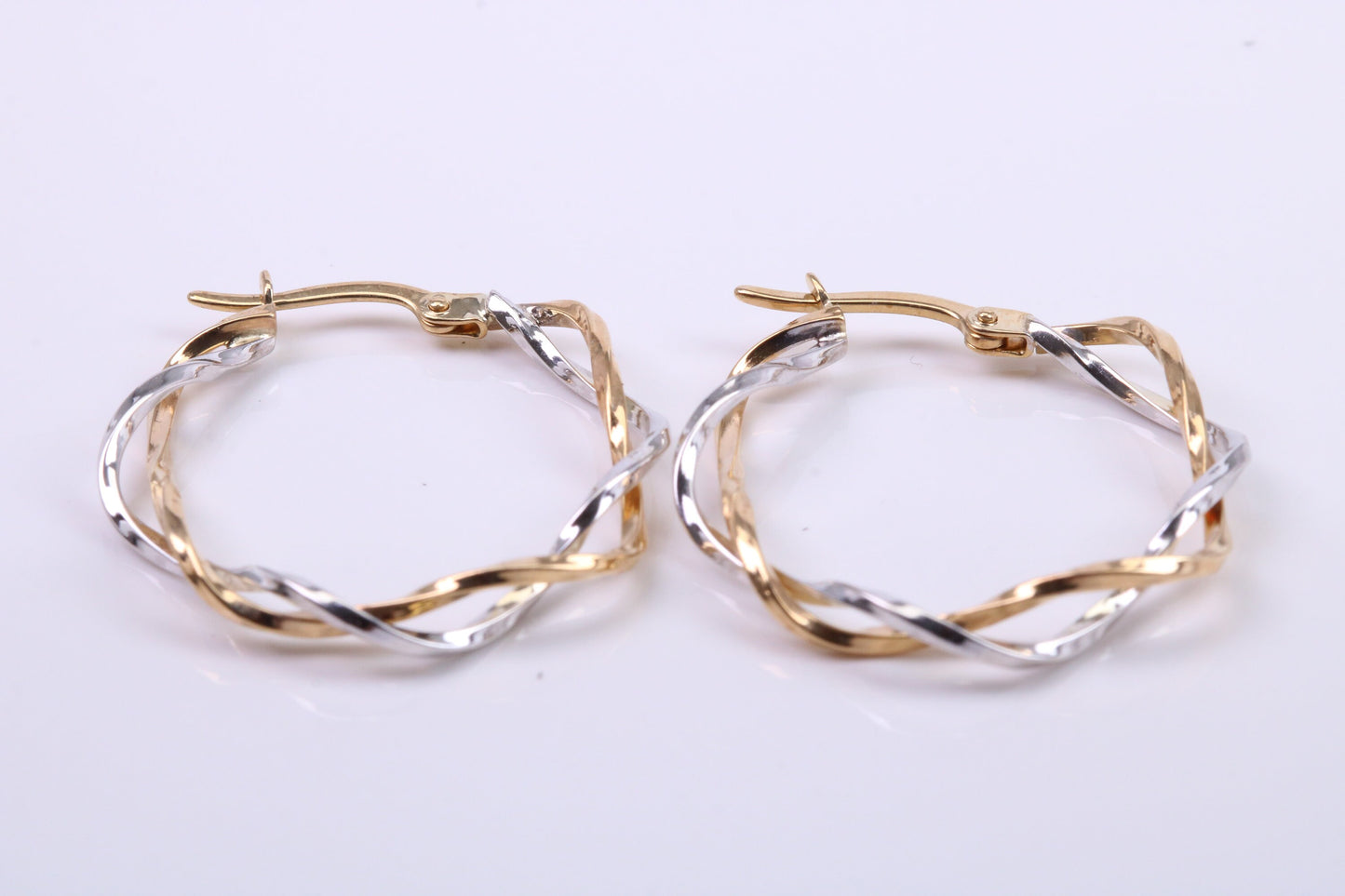 25 mm Round Two Colour Hoop Creole Earrings Made from 9ct Yellow Gold