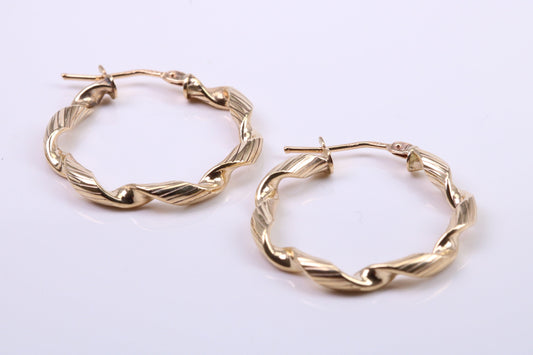 25 mm Round Hoop Creole Earrings Made from Solid 9ct Yellow Gold