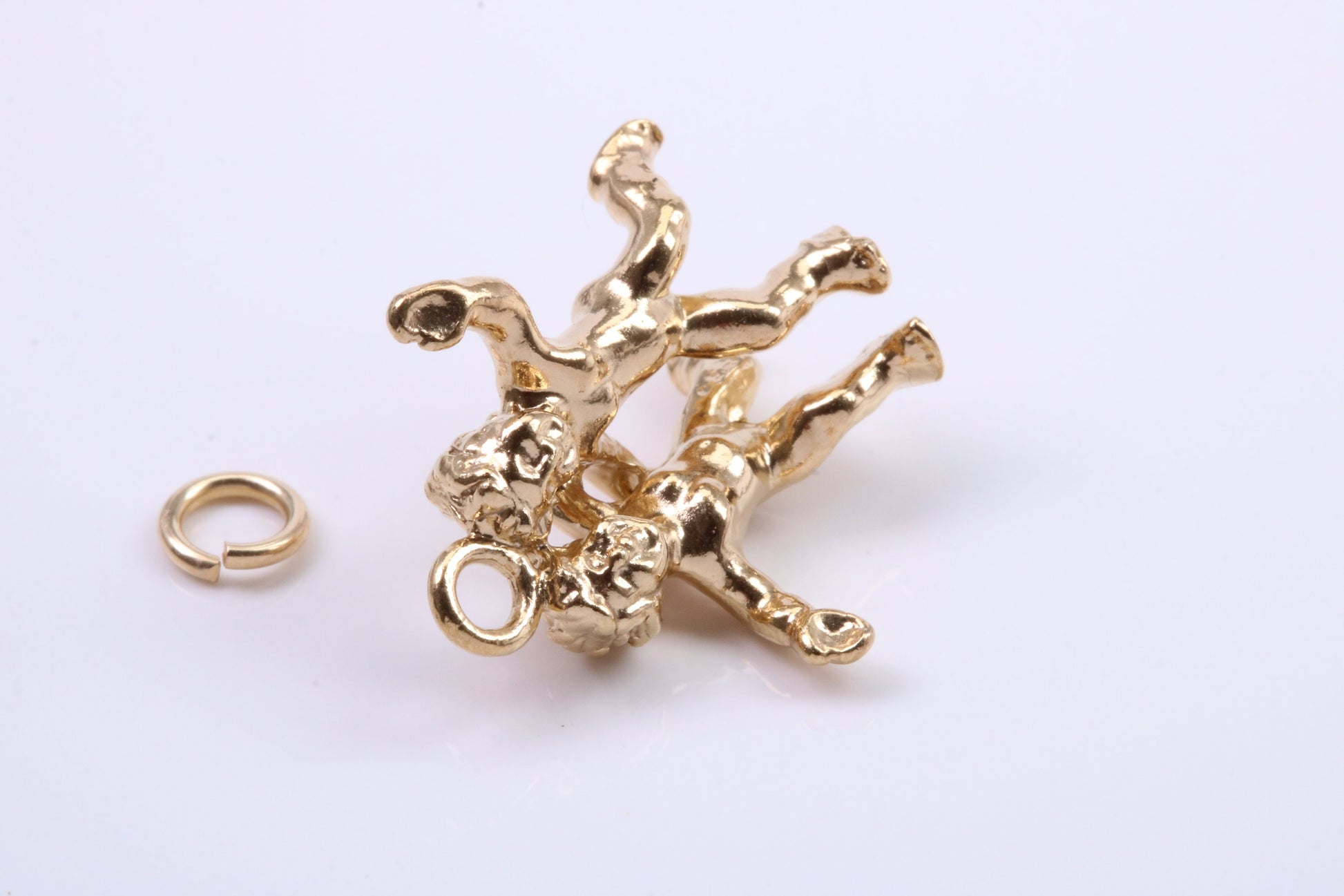 Gemini Zodiac Sign Charm, Traditional Charm, Made from Solid 9ct Yellow Gold, British Hallmarked, Complete with Attachment Link