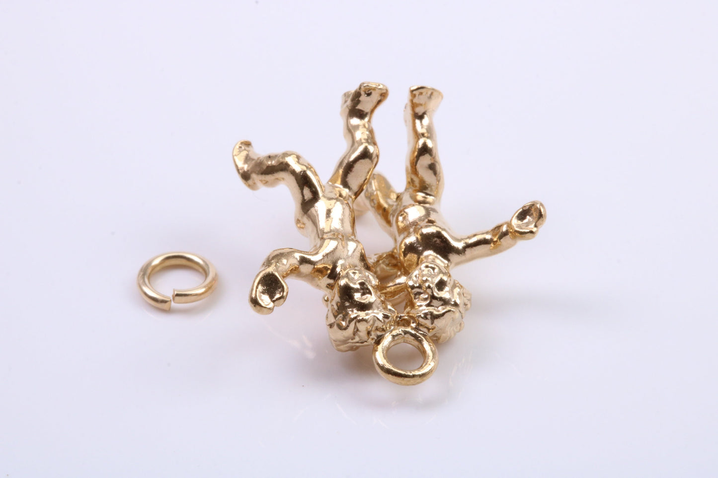 Gemini Zodiac Sign Charm, Traditional Charm, Made from Solid 9ct Yellow Gold, British Hallmarked, Complete with Attachment Link