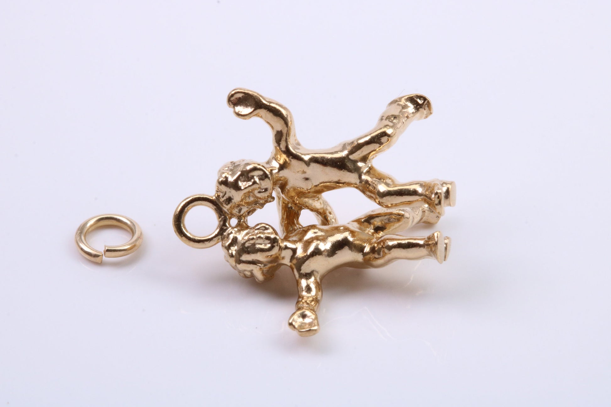 Gemini Zodiac Sign Charm, Traditional Charm, Made from Solid 9ct Yellow Gold, British Hallmarked, Complete with Attachment Link