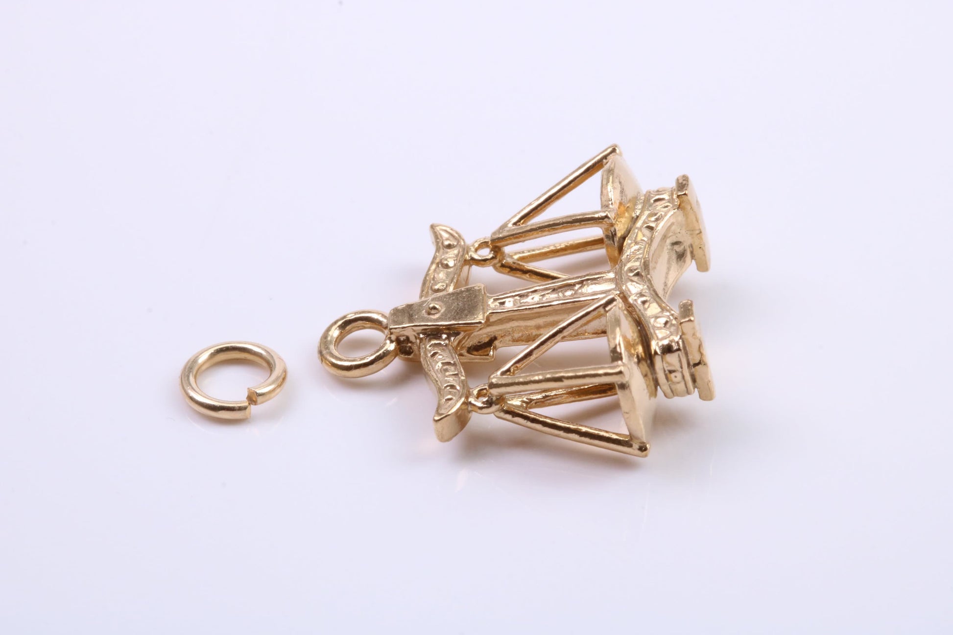 Libra Zodiac Sign Charm, Traditional Charm, Made from Solid 9ct Yellow Gold, British Hallmarked, Complete with Attachment Link