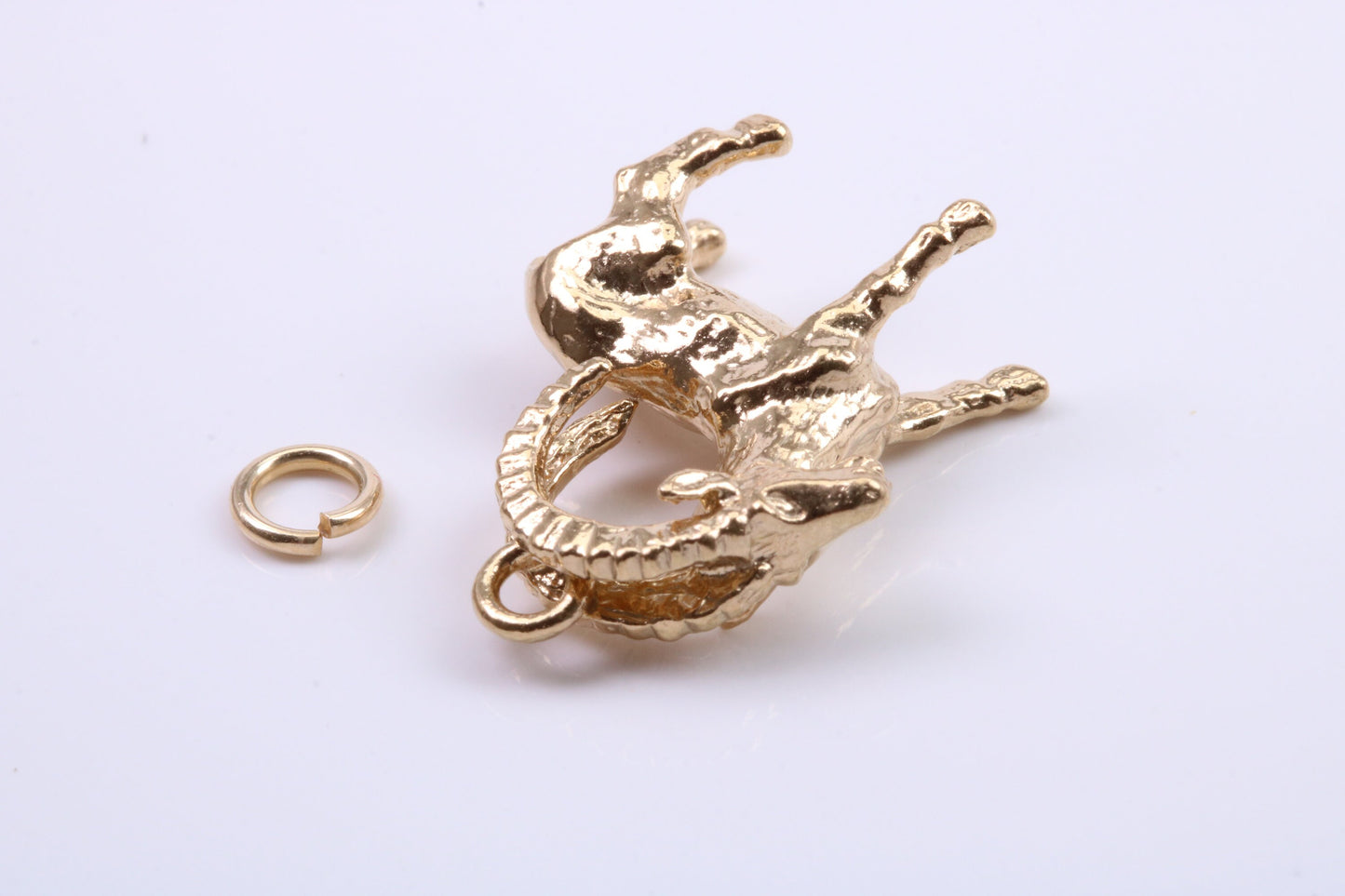 Capricorn Zodiac Sign Charm, Traditional Charm, Made from Solid 9ct Yellow Gold, British Hallmarked, Complete with Attachment Link