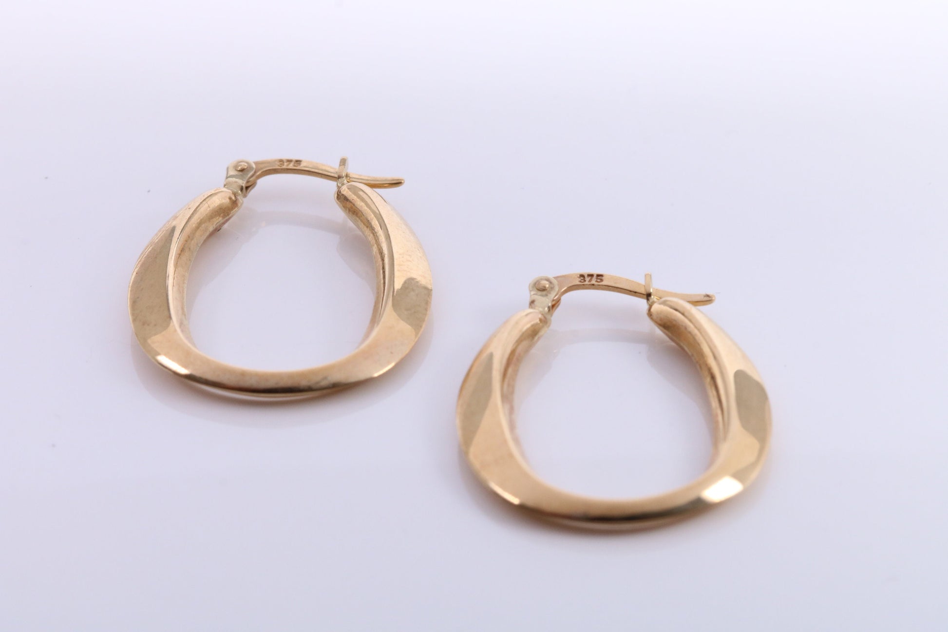 27 mm Long Hoop Creole Earrings Made from 9ct Yellow Gold
