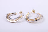 28 mm Round Two Colour Hoop Creole Earrings Made from 9ct Yellow Gold, British Hallmarked