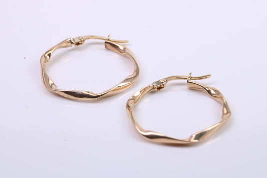 24 mm Round Hoop Creole Earrings Made from 9ct Yellow Gold