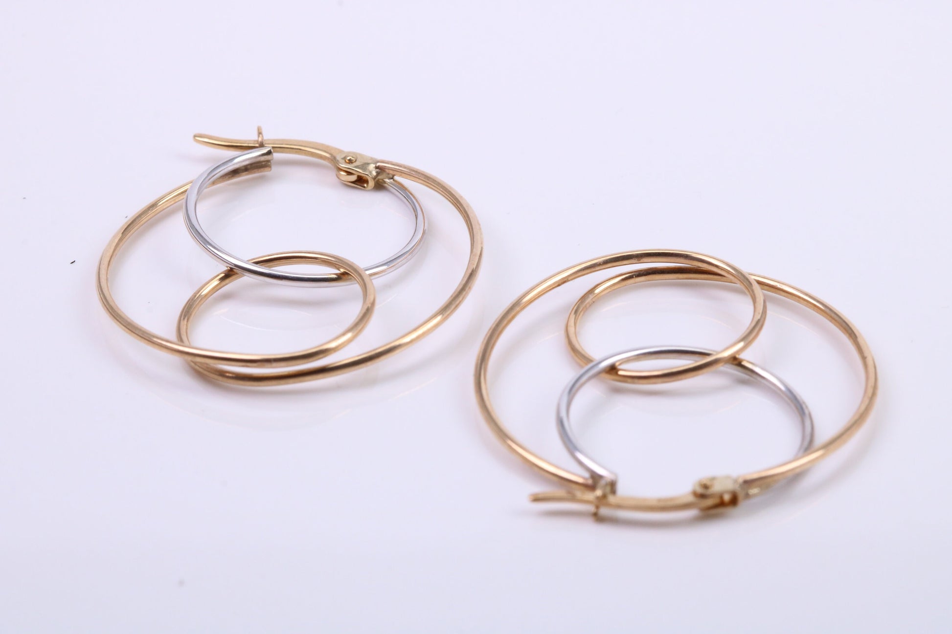 26 mm Round Two Colour Hoop Creole Earrings Made from 9ct Yellow Gold