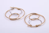 26 mm Round Two Colour Hoop Creole Earrings Made from 9ct Yellow Gold