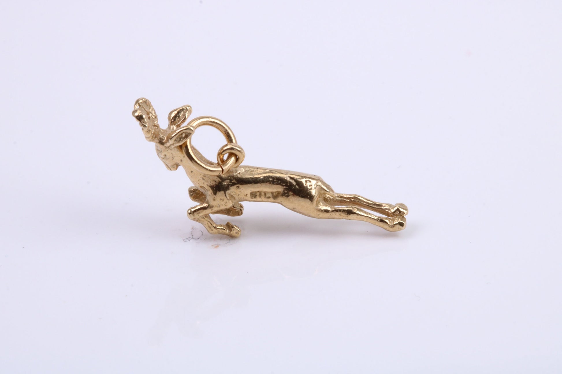 Jumping Gazelle Charm, Traditional Charm, Made from Solid 9ct Yellow Gold, British Hallmarked, Complete with Attachment Link