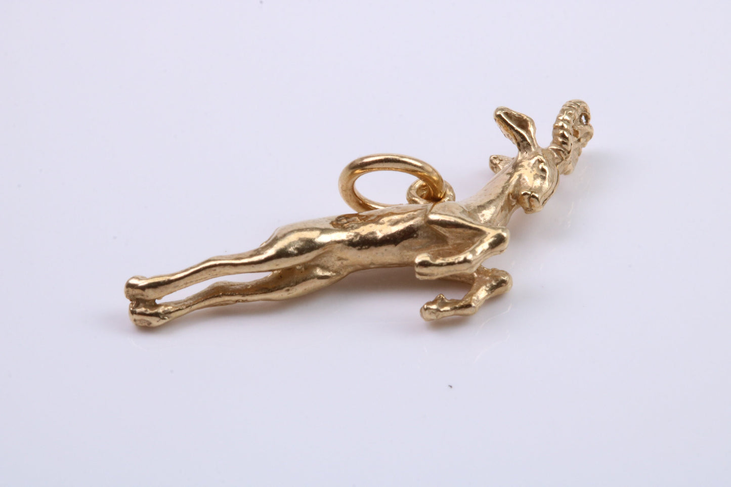 Jumping Gazelle Charm, Traditional Charm, Made from Solid 9ct Yellow Gold, British Hallmarked, Complete with Attachment Link