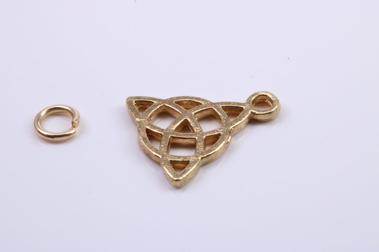 Trinity Knot Charm, Traditional Charm, Made from Solid 14K Yellow Gold, British Hallmarked, Complete with Attachment Link