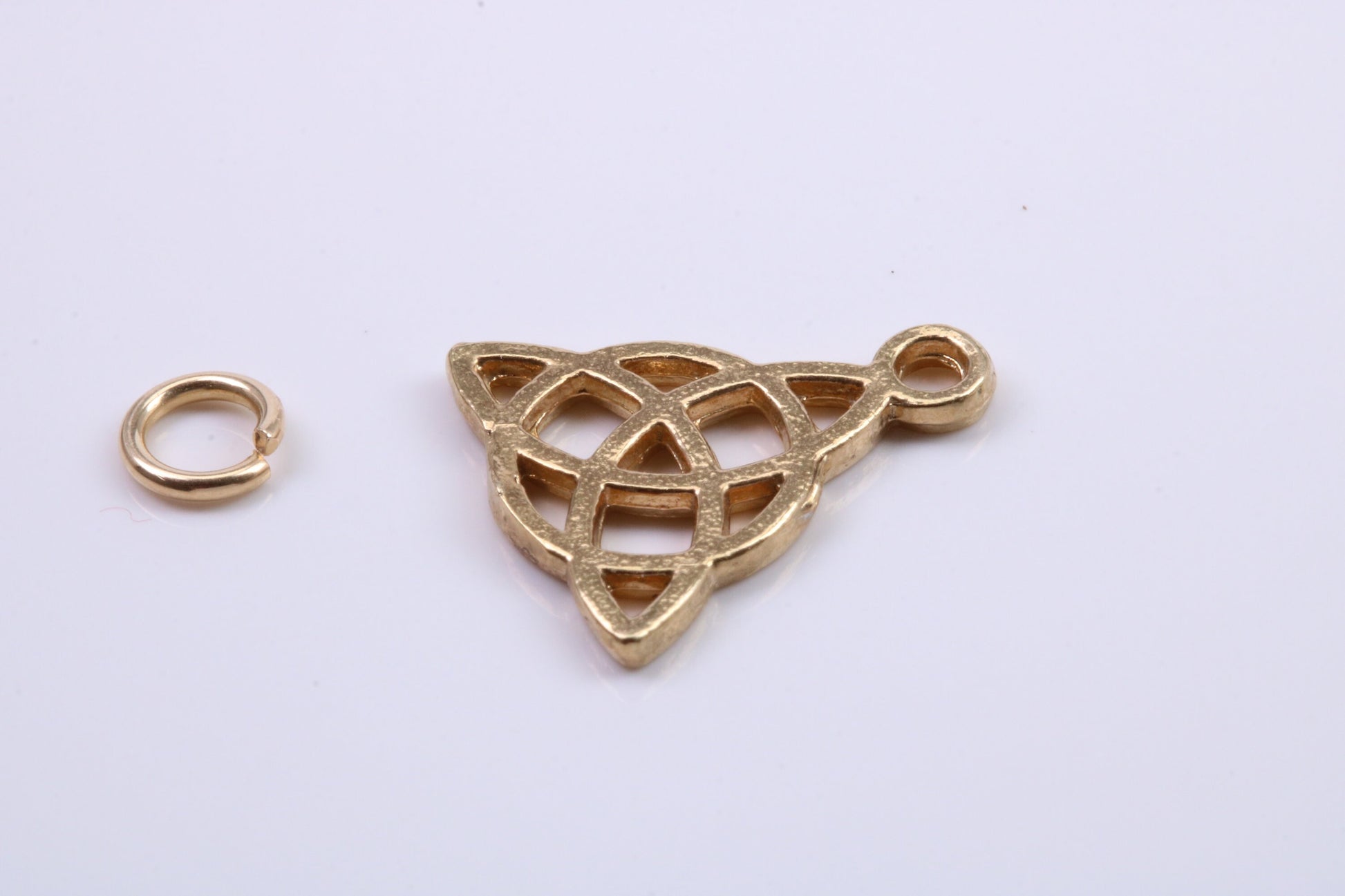 Trinity Knot Charm, Traditional Charm, Made from Solid 14K Yellow Gold, British Hallmarked, Complete with Attachment Link