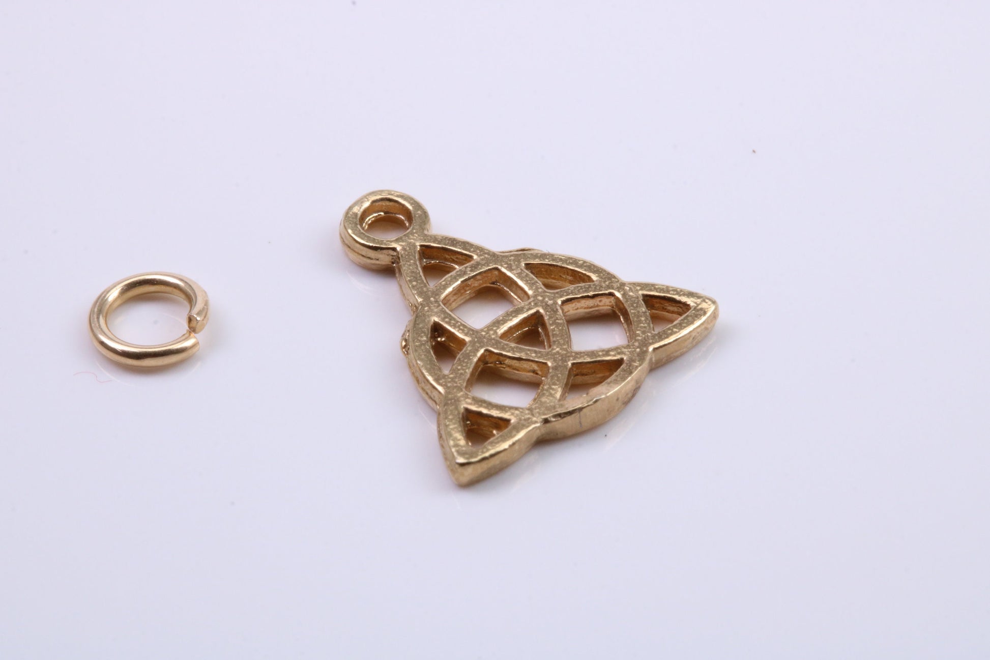 Trinity Knot Charm, Traditional Charm, Made from Solid 14K Yellow Gold, British Hallmarked, Complete with Attachment Link