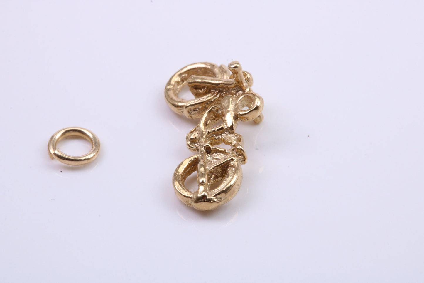 Motorbike Charm, Traditional Charm, Made from Solid 9ct Yellow Gold, British Hallmarked, Complete with Attachment Link