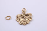 Green Man Charm, Traditional Charm, Made from Solid 9ct Yellow Gold, British Hallmarked, Complete with Attachment Link