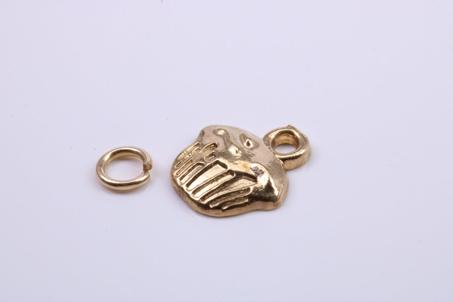 Cup Cake Charm, Traditional Charm, Made from Solid 9ct Yellow Gold, British Hallmarked, Complete with Attachment Link