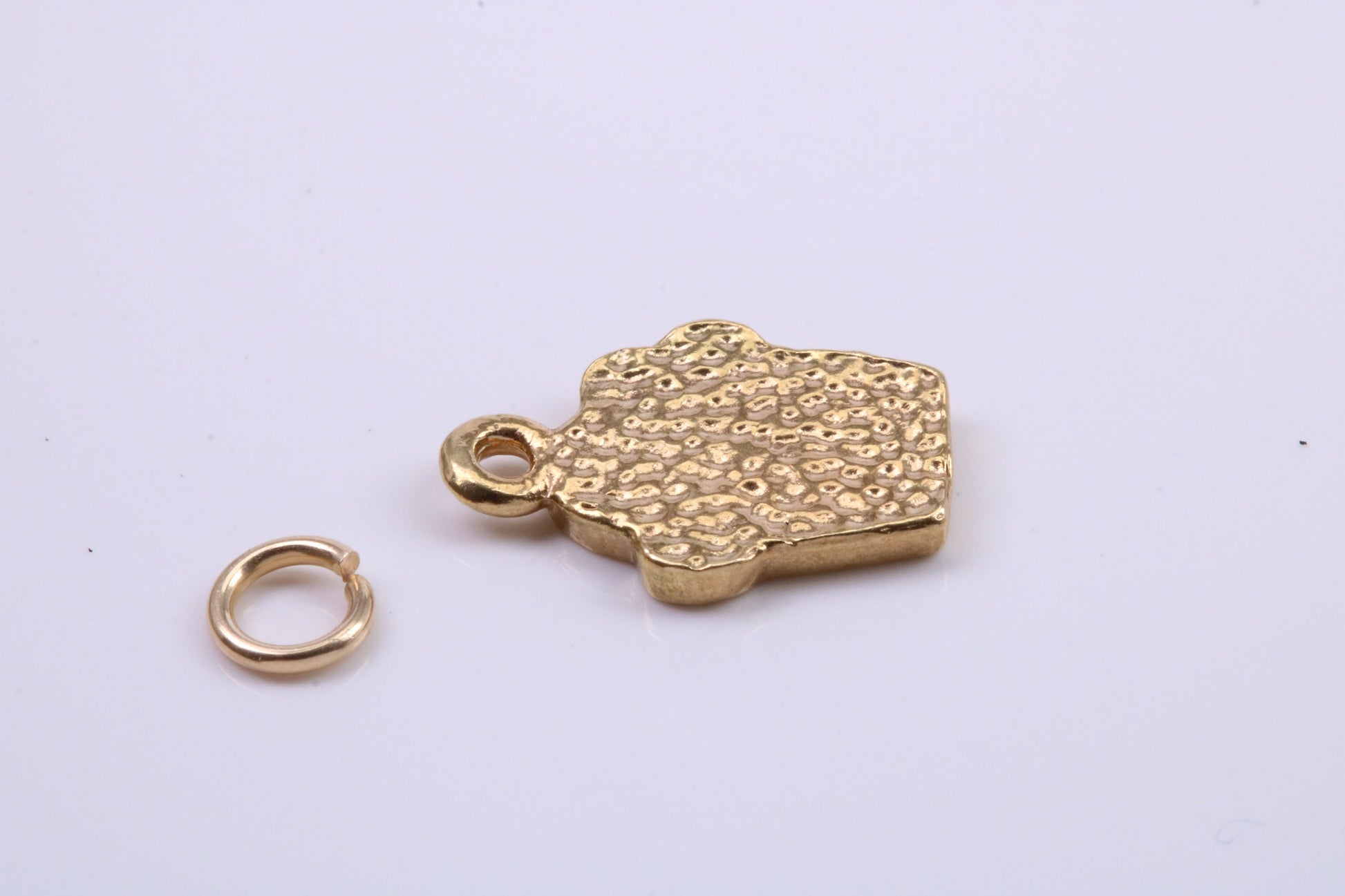 Cup Cake Charm, Traditional Charm, Made from Solid 9ct Yellow Gold, British Hallmarked, Complete with Attachment Link