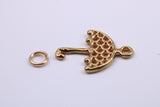 Umbrella Charm, Traditional Charm, Made from Solid 9ct Yellow Gold, British Hallmarked, Complete with Attachment Link