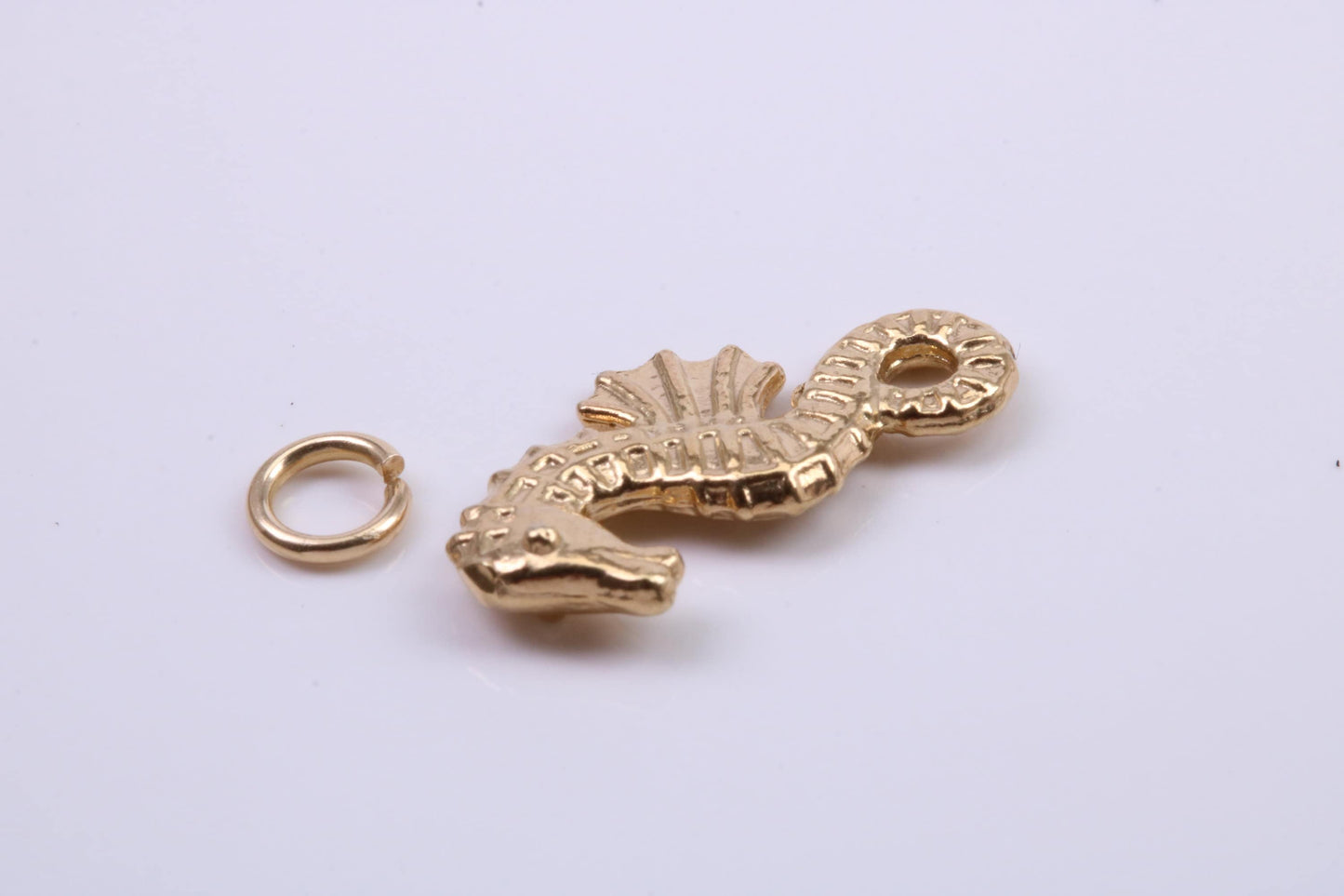 Sea Horse Charm, Traditional Charm, Made from Solid 9ct Yellow Gold, British Hallmarked, Complete with Attachment Link