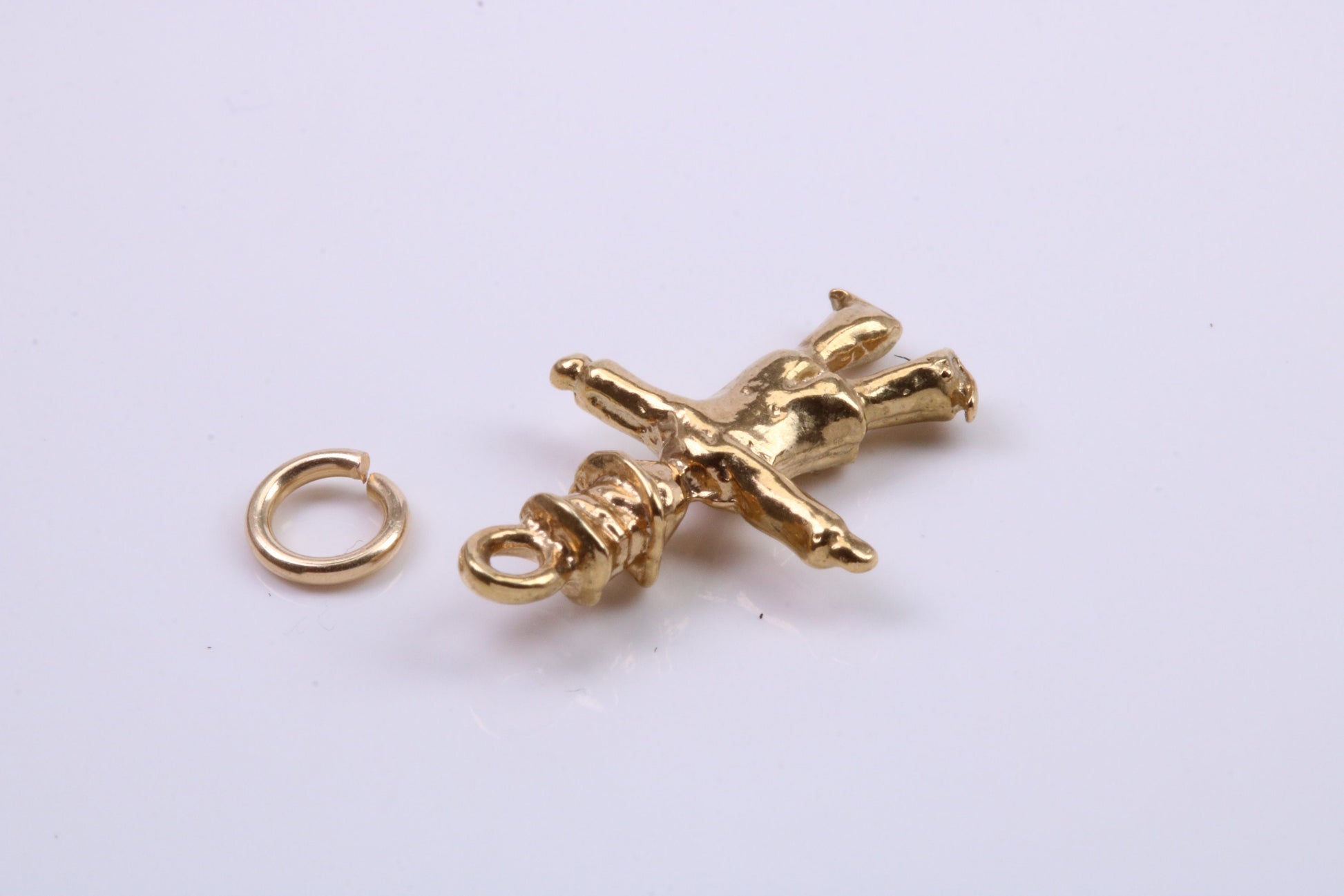 Scarecrow Charm, Traditional Charm, Made from Solid 9ct Yellow Gold, British Hallmarked, Complete with Attachment Link