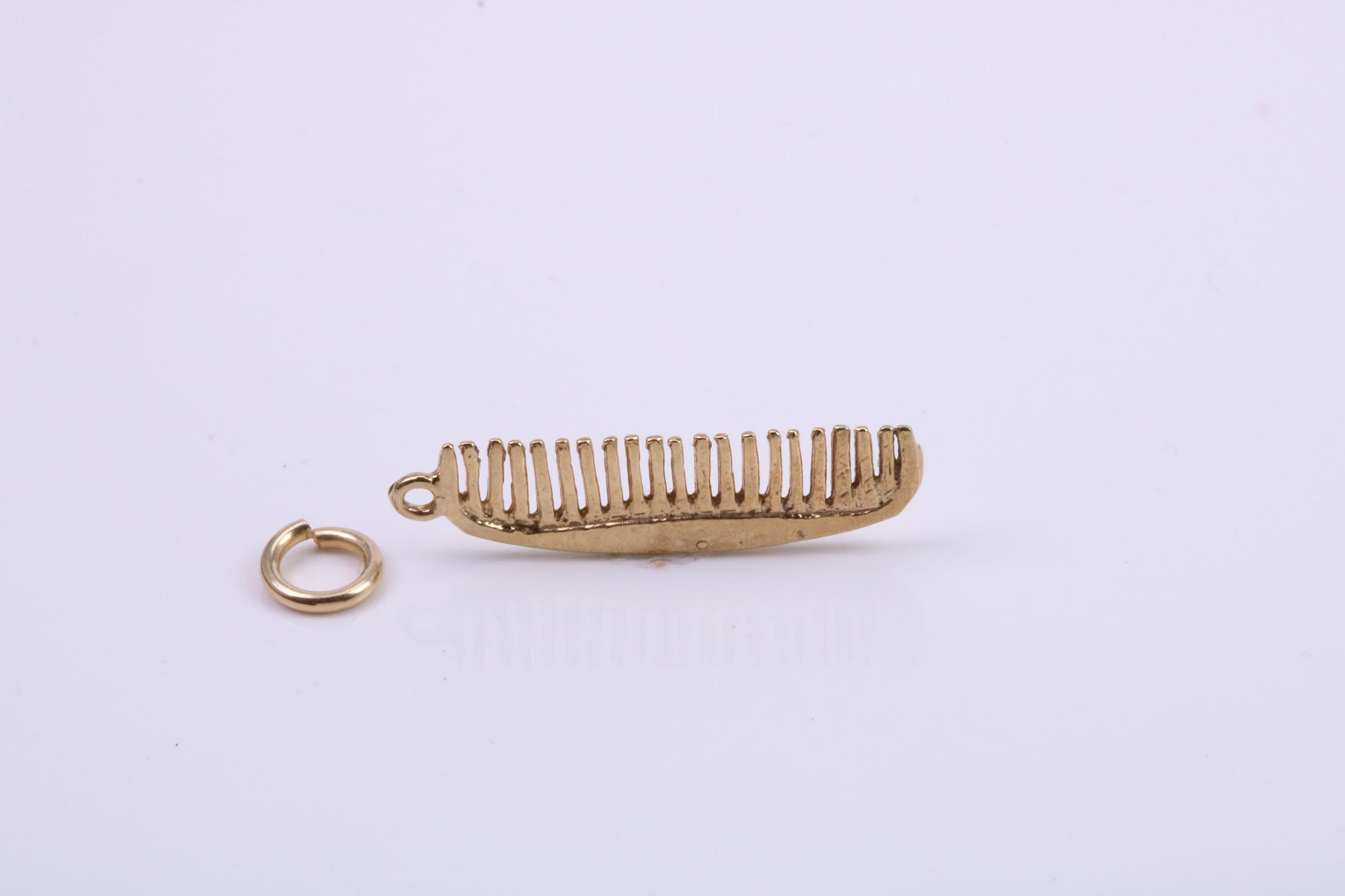 Hair Comb Charm, Traditional Charm, Made from Solid 9ct Yellow Gold, British Hallmarked, Complete with Attachment Link