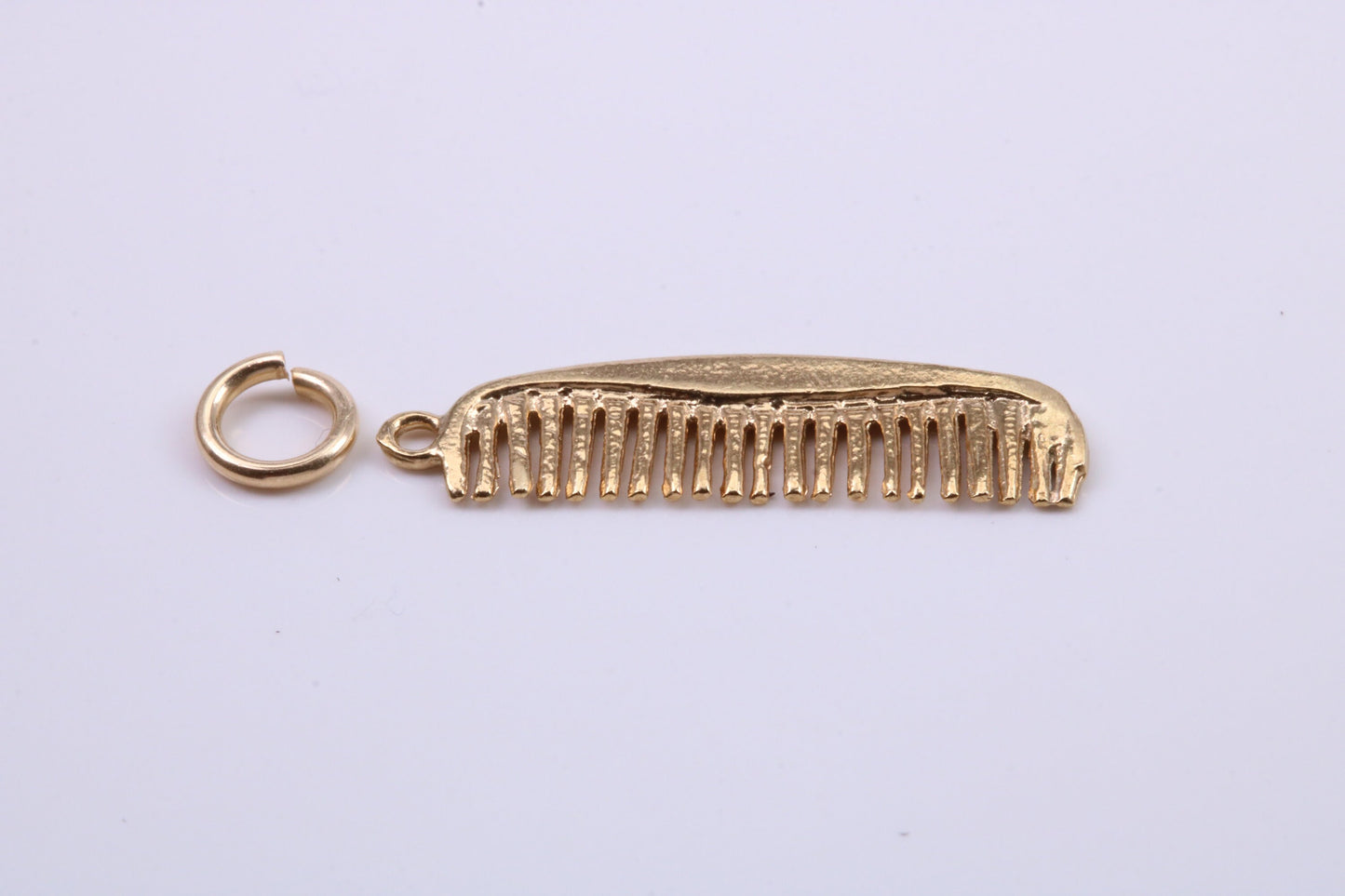 Hair Comb Charm, Traditional Charm, Made from Solid 9ct Yellow Gold, British Hallmarked, Complete with Attachment Link