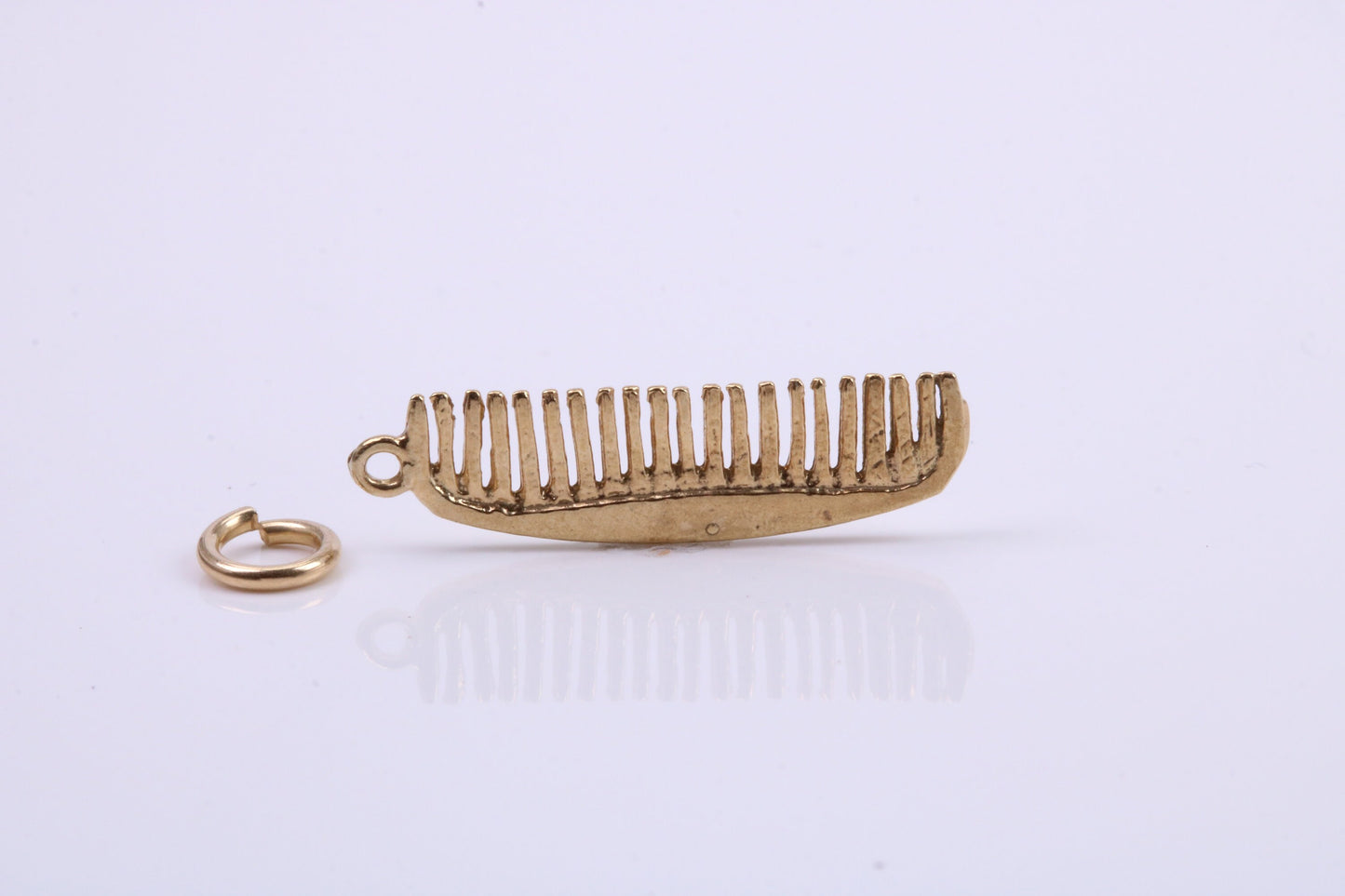 Hair Comb Charm, Traditional Charm, Made from Solid 9ct Yellow Gold, British Hallmarked, Complete with Attachment Link