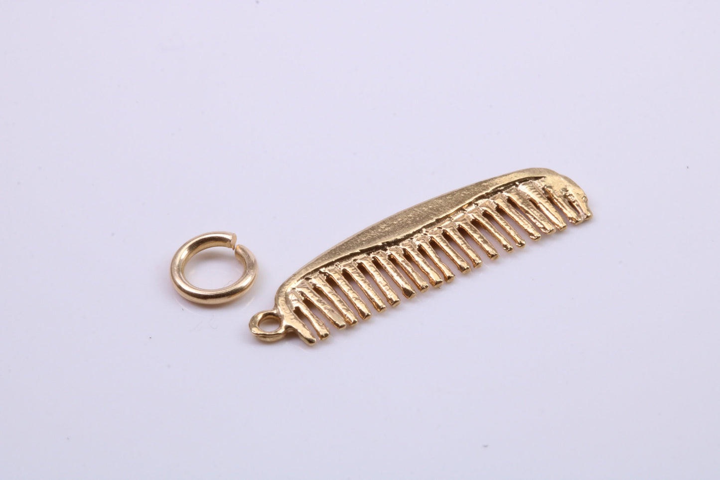 Hair Comb Charm, Traditional Charm, Made from Solid 9ct Yellow Gold, British Hallmarked, Complete with Attachment Link