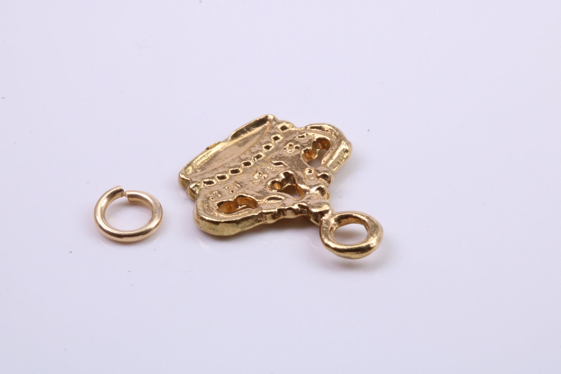 Royal Crown Charm, Traditional Charm, Made from Solid 9ct Yellow Gold, British Hallmarked, Complete with Attachment Link